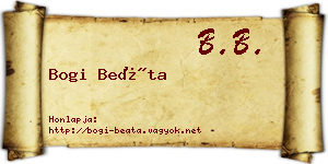 Bogi Beáta névjegykártya